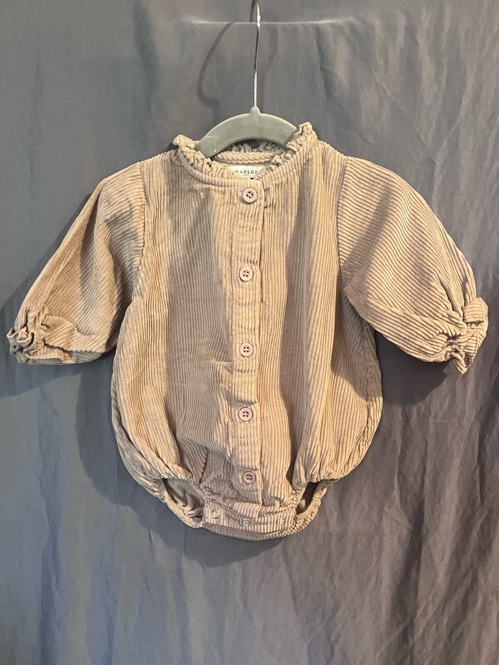 Marlot Tan Corduroy Baby Romper